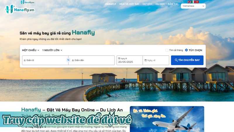 Truy cập website để đặt vé